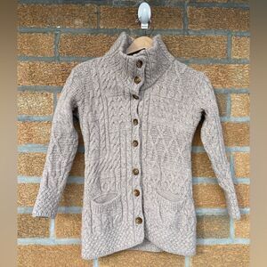 Aran Crafts Cream Cable Knit Cardigan